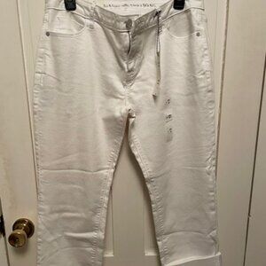 Simply Vera Wang Size 12 Roll Cuff Capri Jeans Soft Stretch White Denim Mid Rise